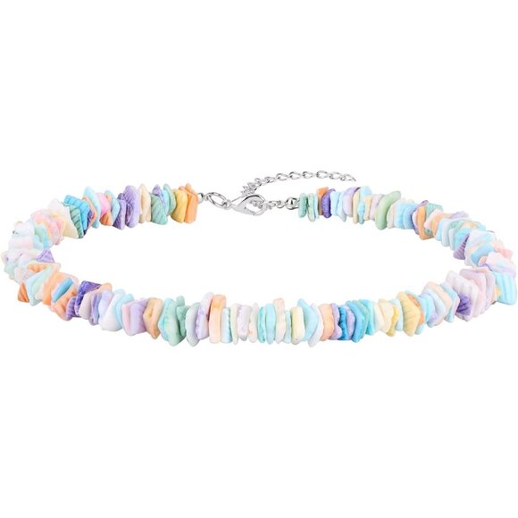 Bohemian Shell Beaded Necklace for Women Colorful Choker Beach Jewelry White - Picture 2 of 5